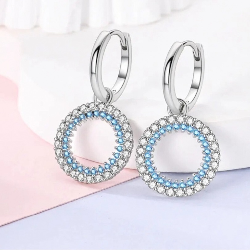 NWOT Sterling silver multi color circle earrings